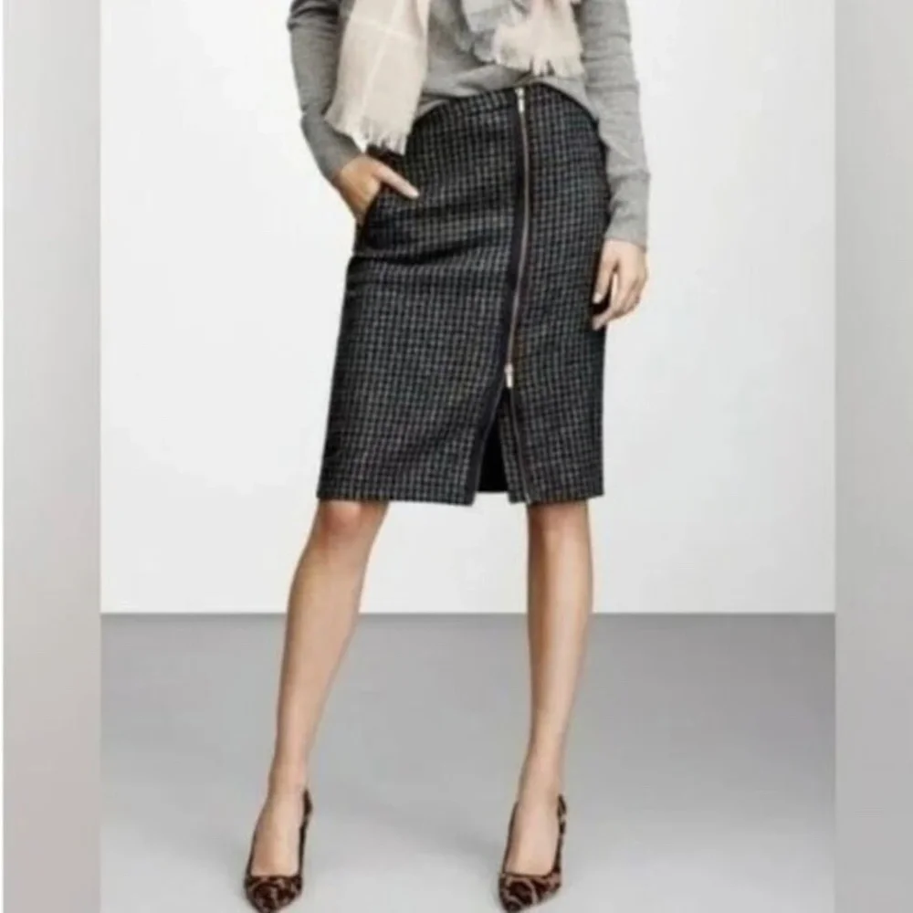 *FIRM PRICE* J. Crew Herringbone Wool Off Center Zipper Midi Pencil Skirt
